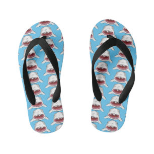 Great white shark mean cartoon illustration kid's thongs