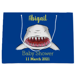 Great white shark mean cartoon illustration  large gift bag