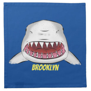 Great white shark mean cartoon illustration napkin