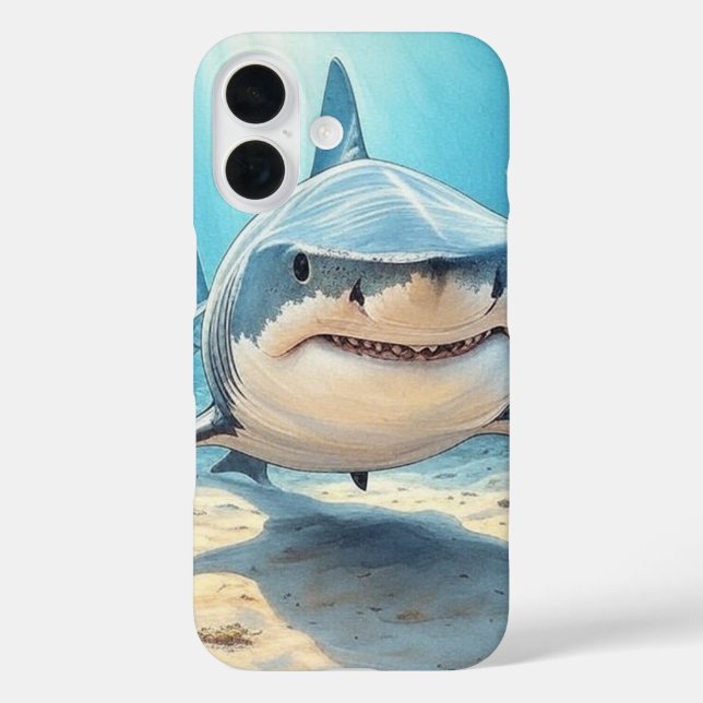 Great White Shark Ocean iPhone 16 Case (Back)