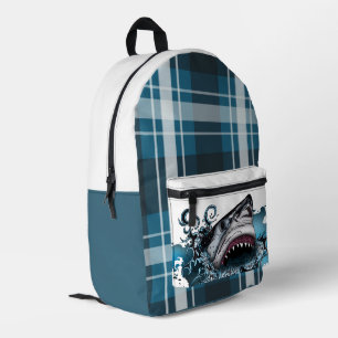 Great White Shark Ocean Wave Print Cut Sew Printed Backpack
