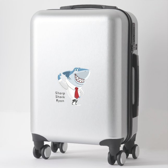 Great White Shark Office Clothes Cartoon Add Name (Suitcase)