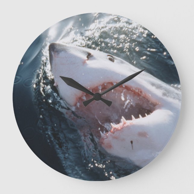 Great White Shark on sea Large Clock (Front)