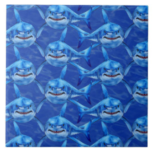 Great White Shark Pattern  Ceramic Tile