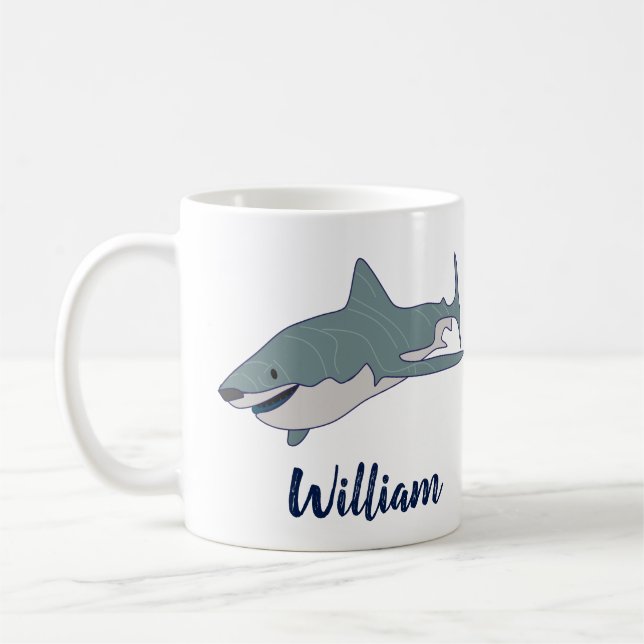 Great White Shark Personalised Coffee Mug (Left)