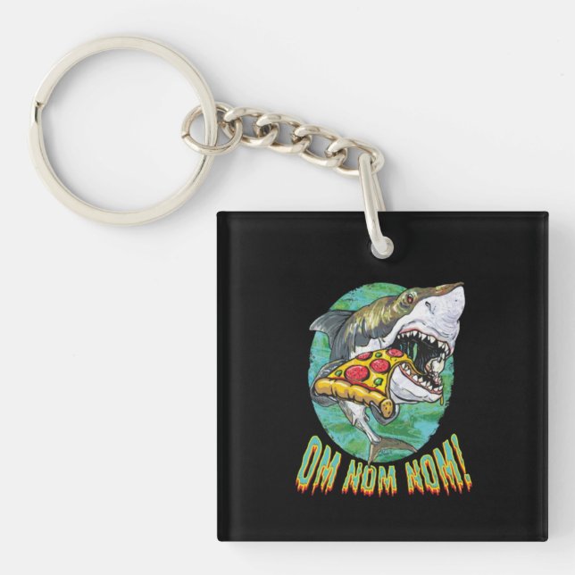 Great White Shark Pizza Key Ring (Front)