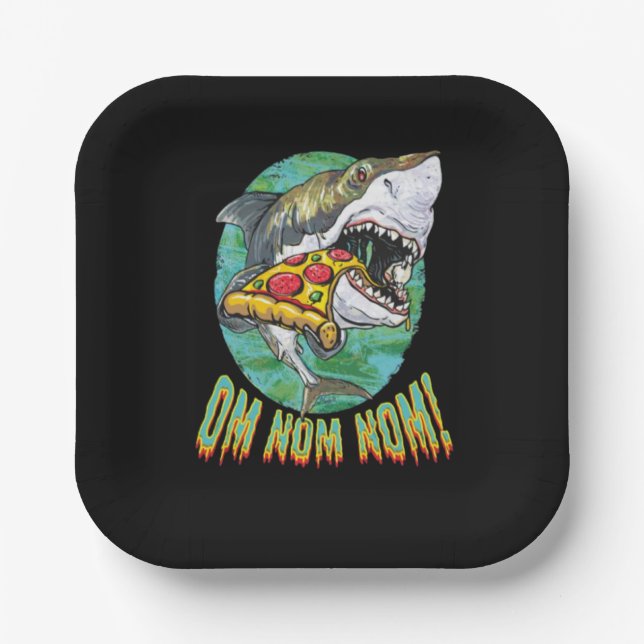 Great White Shark Pizza Paper Plate (Front)