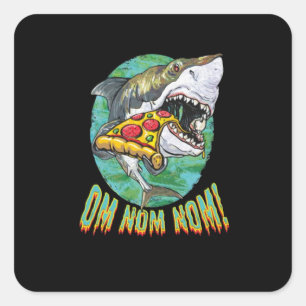 Great White Shark Pizza Square Sticker