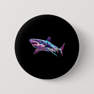 Great White Shark Polygon Fishing Scuby Diving Sha 6 Cm Round Badge
