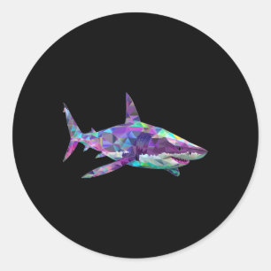 Great White Shark Polygon Fishing Scuby Diving Sha Classic Round Sticker