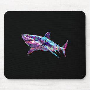Great White Shark Polygon Fishing Scuby Diving Sha Mouse Pad