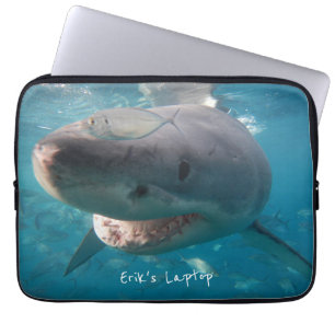Great White Shark Portrait Underwater Personalised Laptop Sleeve