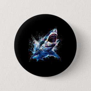 Great White Shark Scuby Diving Fishing Shark Lover 6 Cm Round Badge