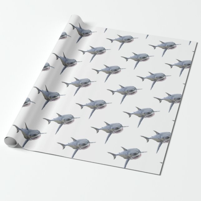 great white shark swimming to the front wrapping paper (Unrolled)