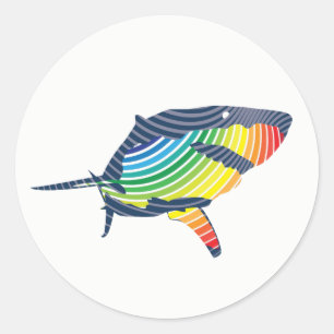 Great White Shark Swoosh Classic Round Sticker