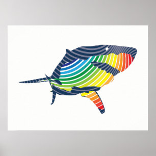Great White Shark Swoosh Poster
