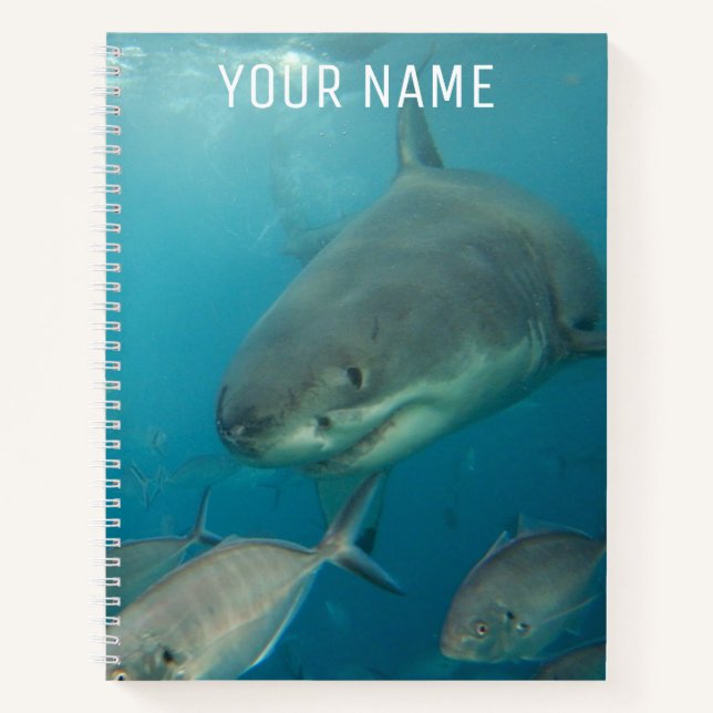 Great White Shark Underwater Portrait Custom Notebook (Front)