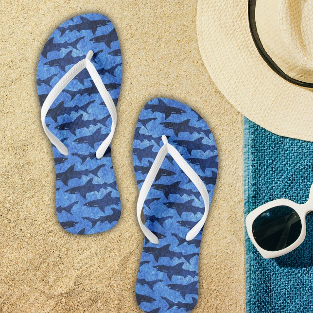 Great White Sharks Beach Party Fun Thongs (Creator Uploaded)