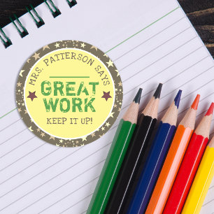 Great Work Personalised Teachers Classic Round Sticker