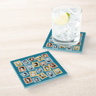 Great writers, poets and playwrights on stamps-1 glass coaster