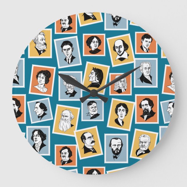 Great writers, poets and playwrights on stamps-1 large clock (Front)