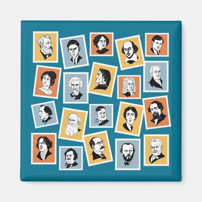Great writers, poets and playwrights on stamps-1 magnet (Front)