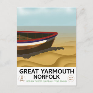 Great Yarmouth Norfolk Vintage travel poster Postcard