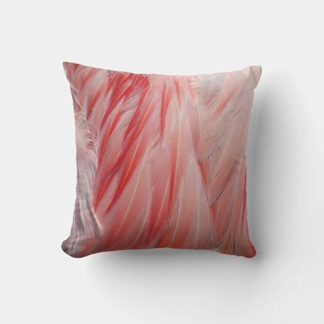 Greater Flamingo Coral Pink Wing Feathers Texture Cushion (Front)