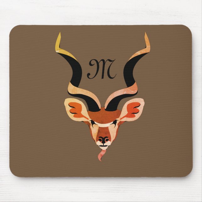 Greater Kudu Antelope Monogram Mouse Pad (Front)