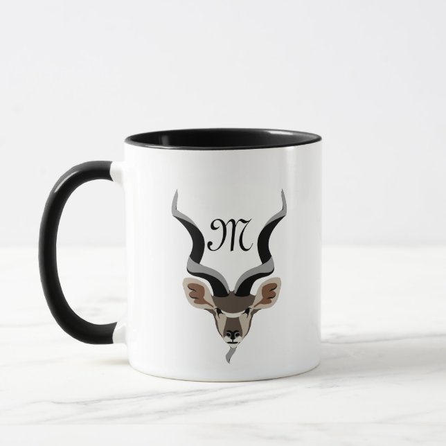 Greater Kudu Antelope Monogram Mug (Left)