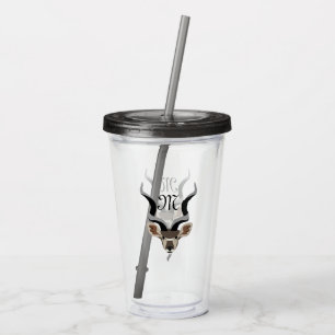 Greater Kudu Head Illustrated Monogram Acrylic Tumbler