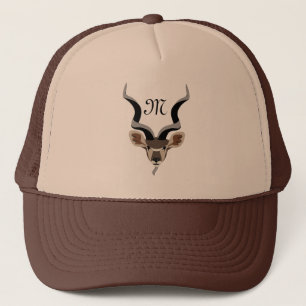 Greater Kudu Head Illustrated Monogram Trucker Hat