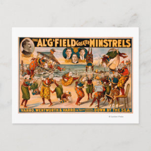 Greater Minstrels - Bunch of Clowns at the Beach Postcard