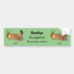 Greater prairie chicken cartoon illustration bumper sticker