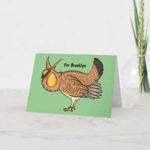 Greater prairie chicken cartoon illustration card