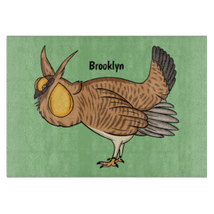 Greater prairie chicken cartoon illustration  cutting board