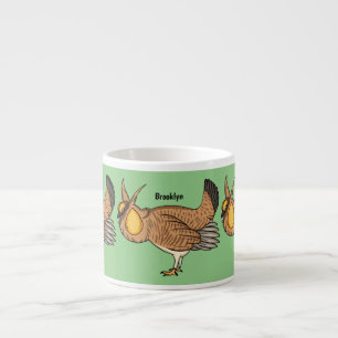 Greater prairie chicken cartoon illustration  espresso cup