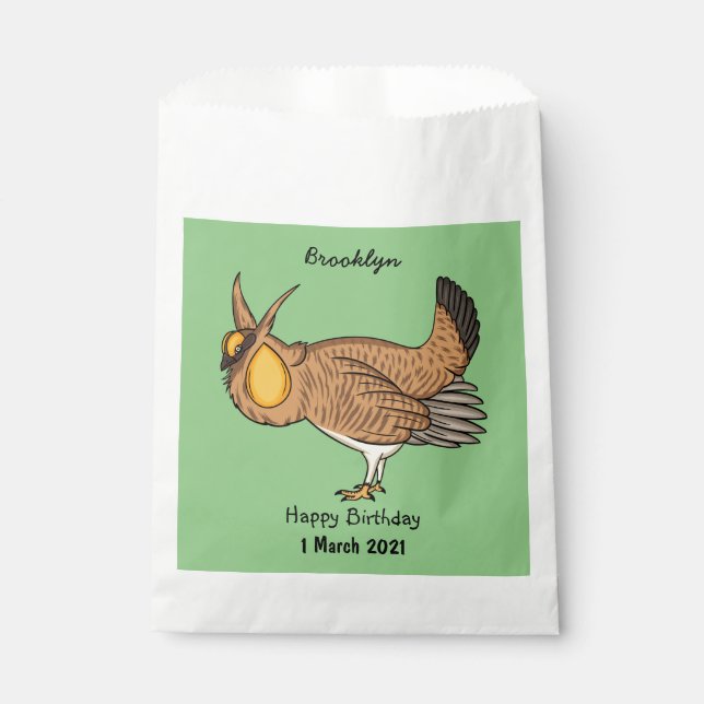 Greater prairie chicken cartoon illustration favour bag (Front)