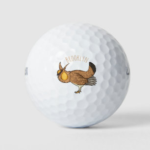 Greater prairie chicken cartoon illustration golf balls