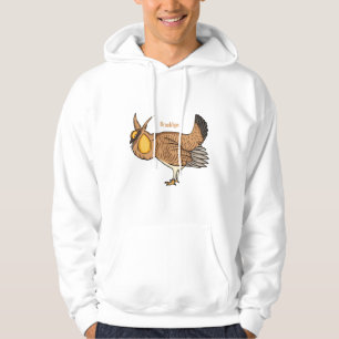 Greater prairie chicken cartoon illustration  hoodie