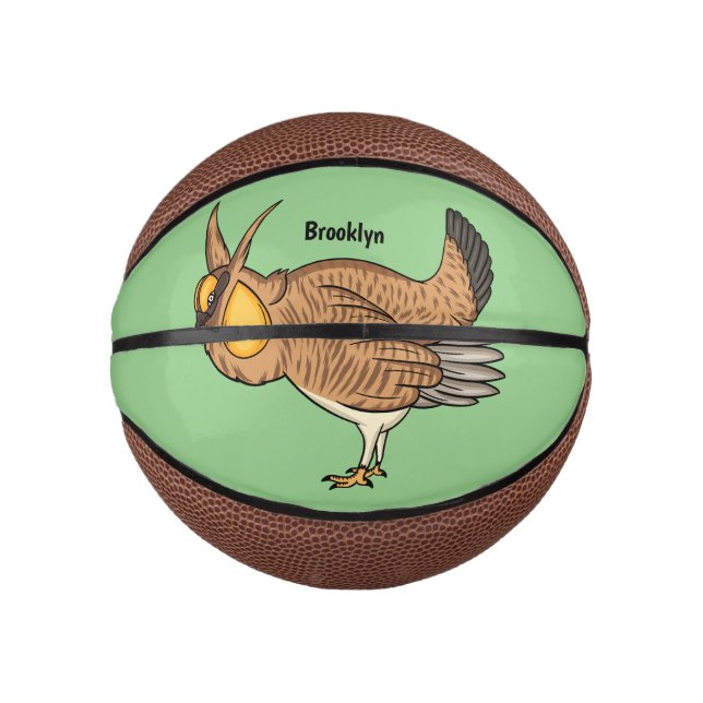 Greater prairie chicken cartoon illustration mini basketball (Front)
