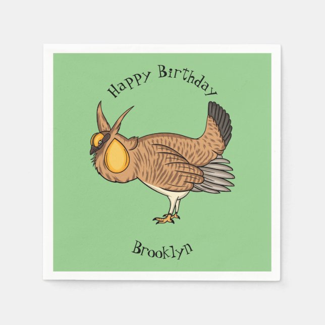 Greater prairie chicken cartoon illustration napkin (Front)