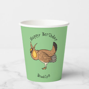 Greater prairie chicken cartoon illustration paper cups