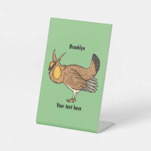 Greater prairie chicken cartoon illustration pedestal sign