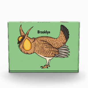 Greater prairie chicken cartoon illustration photo block