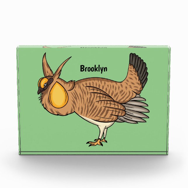Greater prairie chicken cartoon illustration photo block (Front)