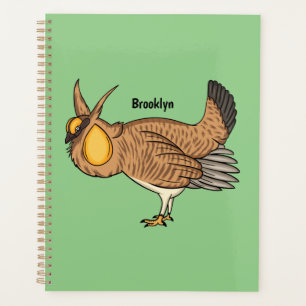 Greater prairie chicken cartoon illustration planner