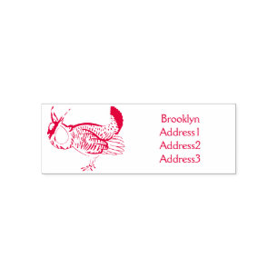 Greater prairie chicken cartoon illustration self-inking stamp