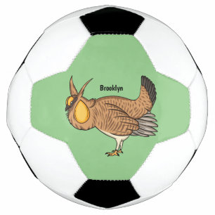 Greater prairie chicken cartoon illustration  soccer ball