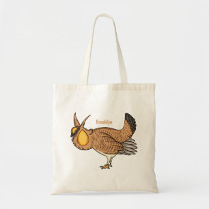 Greater prairie chicken cartoon illustration  tote bag